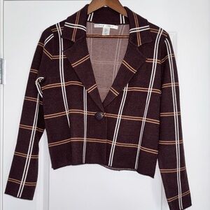 Max Studio Retro Chocolate Plaid Blazer